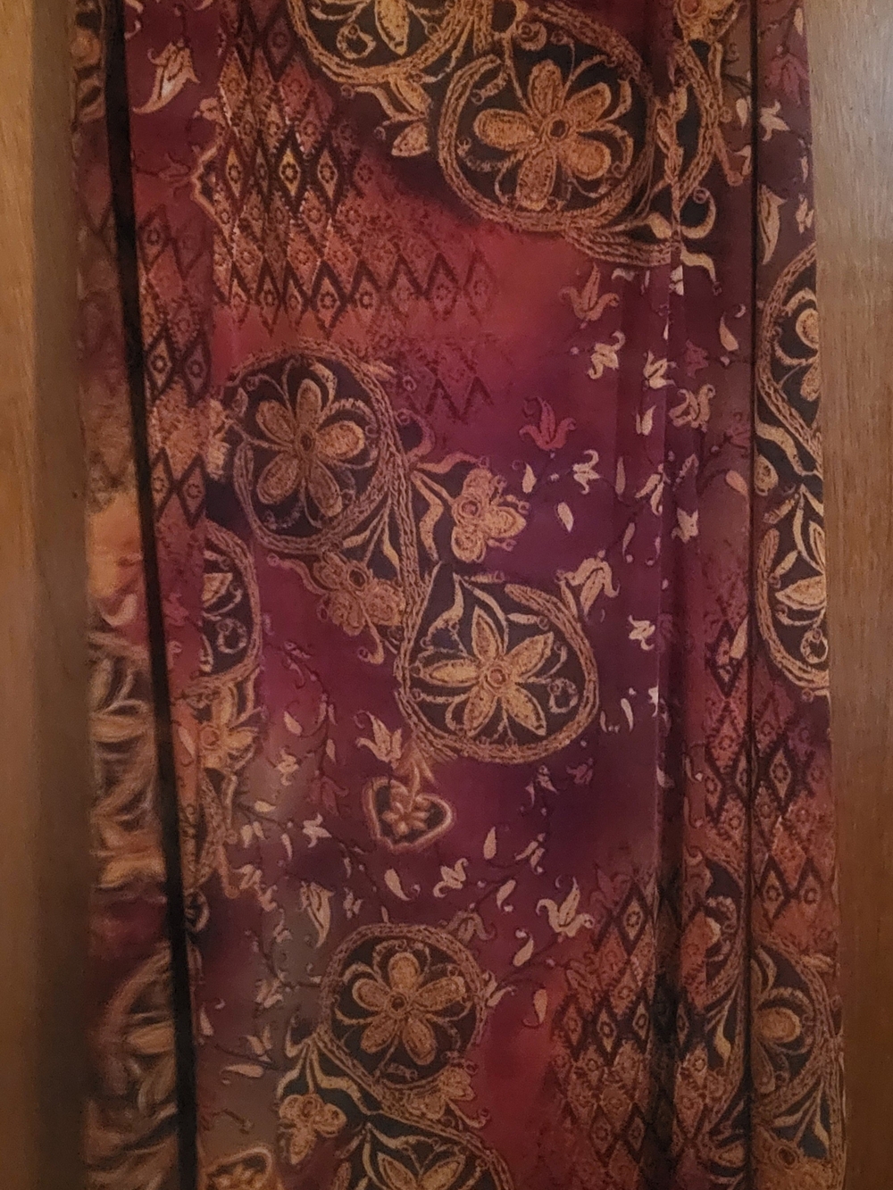 Coldwater Creek Floral Maxi Skirt in Burgundy and Gold. 16 Inches wide X 37 Long